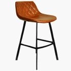 Duran Bar Stool Vintage Tan Brown Leather & Black Leg