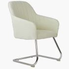 Duval Dining Chair Cream Boucle Fabric & Chrome Leg