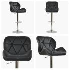 Eris Bar Stool Black Leather & Chrome Base