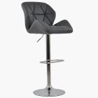 Eris Bar Stool Dark Grey Leather & Chrome Base