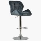 Eris Bar Stool Dark Grey Velvet & Chrome Base