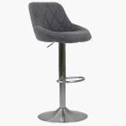 Ferrero Bar Stool Dark Grey Fabric & Brushed Steel Base