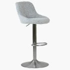 Ferrero Bar Stool Grey Boucle Fabric & Brushed Steel Base