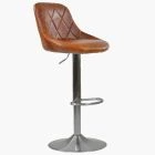 Ferrero Bar Stool Vintage Tan Brown Leather & Brushed Steel Base
