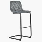 Finn Bar Stool Dark Grey Velvet & Black Leg