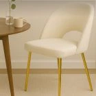Flair Dining Chair Cream Boucle Fabric & Gold Legs