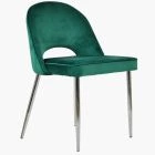 Flair Dining Chair Green Velvet & Chrome Legs