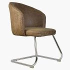 Swale Office Chair Antique Brown Faux Leather & Chrome Base