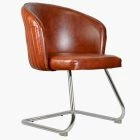 Swale Office Chair Vintage Brown Faux Leather & Chrome Base