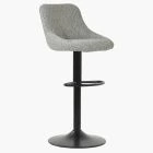 Fleur Bar Stool Stone Grey Boucle Fabric & Black Base