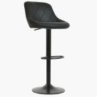 Fleur Bar Stool Black Leather & Black Base