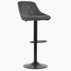 Fleur Bar Stool Dark Grey Leather & Black Base