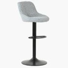 Fleur Bar Stool Grey Boucle Fabric & Black Base