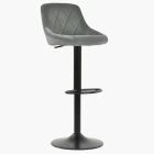Fleur Bar Stool Grey Velvet & Black Base