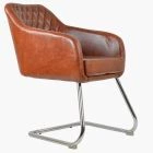 Flex Dining Chair Vintage Brown Faux Leather & Chrome Leg