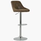Flo Bar Stool Antique Brown Leather & Chrome Base
