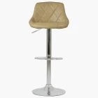 Flo Bar Stool Beige Cream Leather & Chrome Base