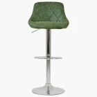 Flo Bar Stool Aged Olive Green Leather & Chrome Base