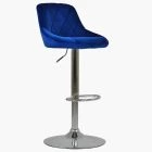 Flo Bar Stool Blue Velvet & Chrome Base