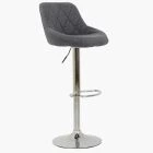Flo Bar Stool Dark Grey Fabric & Chrome Base