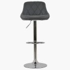 Flo Bar Stool Dark Grey Leather & Chrome Base