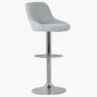 Flo Bar Stool Grey Boucle Fabric & Chrome Base