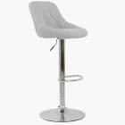 Flo Bar Stool Grey Fabric & Chrome Base