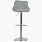 Flo Bar Stool Grey Leather & Chrome Base