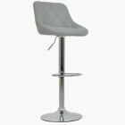 Flo Bar Stool Grey Leather & Chrome Base