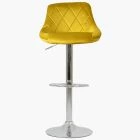 Flo Bar Stool Mustard Yellow Velvet & Chrome Base
