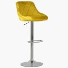 Flo Bar Stool Mustard Velvet & Chrome Base