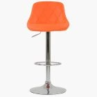 Flo Bar Stool Orange Leather & Chrome Base