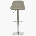 Flo Bar Stool Taupe Leather & Chrome Base