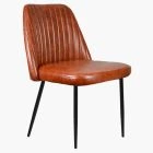 Flow Dining Chair Vintage Brown Faux Leather & Black Leg