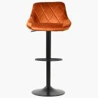 Fleur Bar Stool Burnt Orange Velvet & Black Base