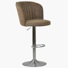 Flynn Bar Stool Antique Brown Leather & Brushed Steel Base