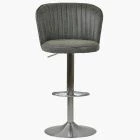 Flynn Bar Stool Aged Slate Aged Slate Grey Leather & Brushed Steel Base