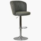 Flynn Bar Stool Vintage Grey Leather & Brushed Steel Base