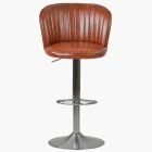 Flynn Bar Stool Tan Brown Leather & Brushed Steel Base