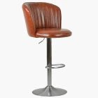 Flynn Bar Stool Vintage Tan Brown Leather & Brushed Steel Base