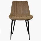 Franca Dining Chair Aged Brown Faux Leather & Black Legs