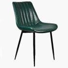 Franca Dining Chair Bottle Green Faux Leather & Black Legs