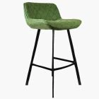 Franz  Bar Stool Vintage Green Leather & Black Leg 65cm