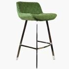 Franz  Bar Stool Vintage Green Leather & Chrome Leg 65cm