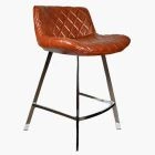 Franz  Bar Stool Vintage Tan Brown Leather & Chrome Leg 65cm