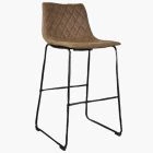 Wyatt  Bar Stool Antique Brown Leather & Black Leg
