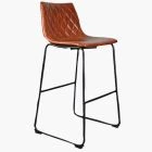 Wyatt Bar Stool Vintage Tan Brown Leather & Black Leg