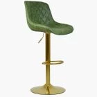 Graf Bar Stool Vintage Green Leather & Gold Base