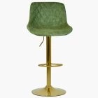 Graf Bar Stool Aged Olive Green Leather & Gold Base