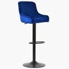Greenwich Bar Stool Blue Velvet & Black Base